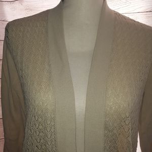 Loft Outlet Beige Pointelle Front Open Cardigan